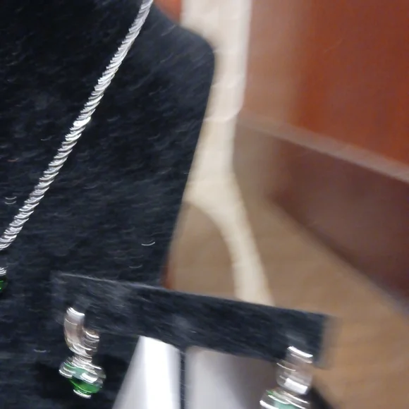 Girl's 3pc. Dainty Sterling Silver .925 Green CZ Heart Jewelry Set.